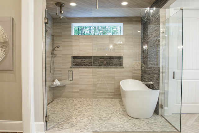 Curbless shower designed by Otero Homes