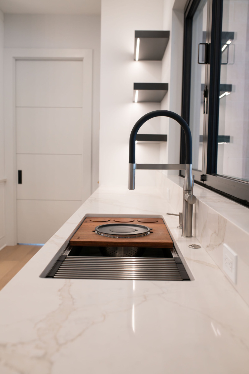 A workstation sink installed by Otero Homes