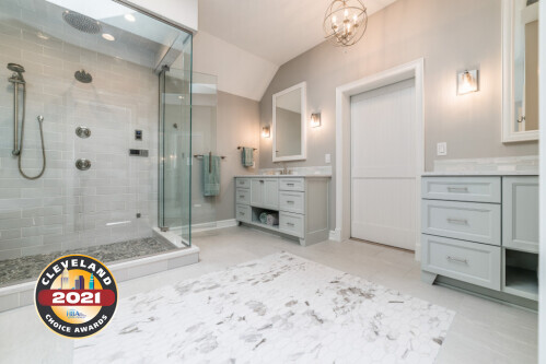 A master bathroom luxury home remodeling project that won an award at the 2021 Cleveland Choice Awards