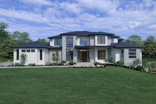 Front Exterior of Spacious Contemporary Custom Home by Otero Signature Homes